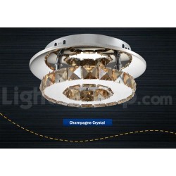 Dimmable Modern Round Crystal Flush Mounted Ceiling Lights with Remote Control