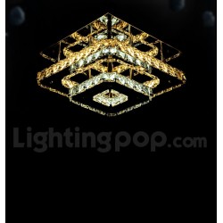 Dimmable Modern Square Crystal Flush Mounted Ceiling Lights with Remote Control