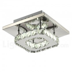 Dimmable Modern Square Crystal Flush Mounted Ceiling Lights with Remote Control