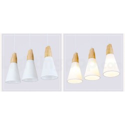 Wood Modern 1 Light / 3 Lights Pendant Lights with Fabric Shade for Room