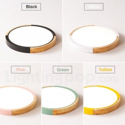 Ultra-thin Multi Colour Round Wood Ceiling Lamp Solid Wood Acrylic Shade LED Ceiling Lamp Nordic Style