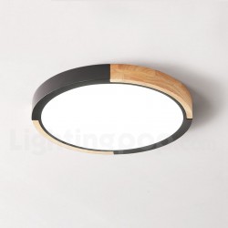 Ultra-thin Multi Colour Round Wood Ceiling Lamp Solid Wood Acrylic Shade LED Ceiling Lamp Nordic Style