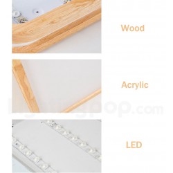 Ultra-thin Round/ Square/ Rectangle Wood Ceiling Lamp Solid Wood Acrylic Shade LED Ceiling Lamp Nordic Style