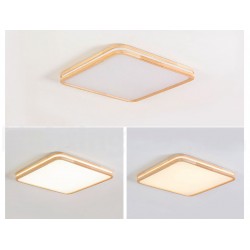 Ultra-thin Round/ Square/ Rectangle Wood Ceiling Lamp Solid Wood Acrylic Shade LED Ceiling Lamp Nordic Style