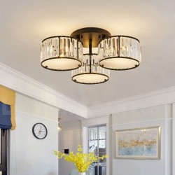 Modern Minimalist Crystal Flush Ceiling Light Living Room Dining Room Round Luxury Light