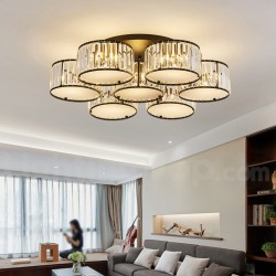 Modern Minimalist Crystal Flush Ceiling Light Living Room Dining Room Round Luxury Light