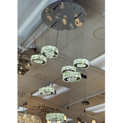 Customize Light Seven Rings LED Lights Stainless Steel Crystal Pendant Chandeliers