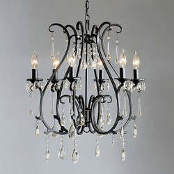 Modern 6 - Light Crystal Chandeliers Candle Feature