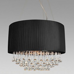 Crystal Ceiling Light with 5 Lights in Black Fabric Shade