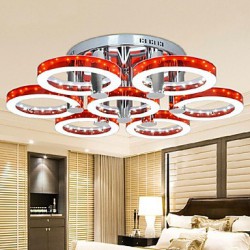 LED Red Acrylic Chandelier with 7 Light (Chrome)