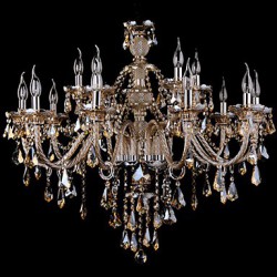 Chandelier Crystal Cognac Color Luxury Modern 2 Tiers Living 15 Lights