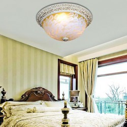 White Flush-Mount-Light 220V Pattern-Glass Resin Gold-Carving European Classic