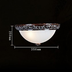 Flush-Mount-Light 220V Glass Resin Silver-Carving European Classic