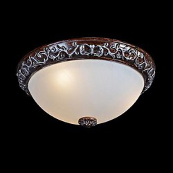 Flush-Mount-Light 220V Glass Resin Silver-Carving European Classic