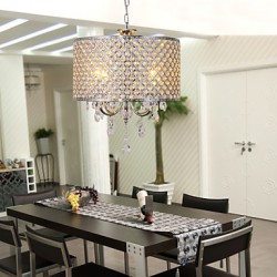 Drum Chandelier Crystal Modern 4 Lights