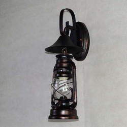 Vintage Black Metal Lantern Wall Lamp with One Light