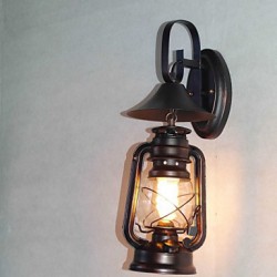 Vintage Black Metal Lantern Wall Lamp with One Light