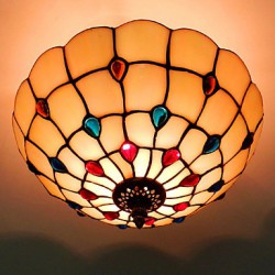 30*19CM Europe Type Style , Wrought Iron Pnd Tail-On Half Dome Light Colored Glass Sitting Room LED Lamp