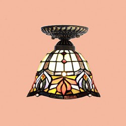 E27 220V 20*17CM 3-10銕uropean Rural Creative Arts Stained Glass Absorb Dome Lamp Led Light