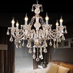 Retro Cognac Color K9 Crystal Modern Chandelier with 8 Lights