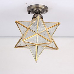 E27 220V 30*20CM 5-10銕uropean Rural Creative Arts Stained Glass Stars To Absorb Dome Lamp Led Light