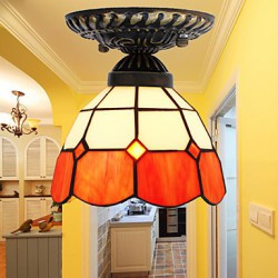 E27 220V 17*20CM 1-3銕uropean Rural Creative Arts Stained Glass Absorb Dome Lamp Led Light