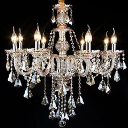 Retro Cognac Color K9 Crystal Modern Chandelier with 8 Lights