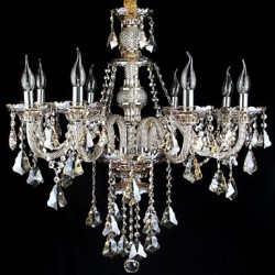 Retro Cognac Color K9 Crystal Modern Chandelier with 8 Lights