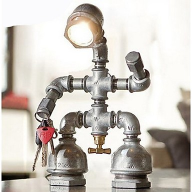 Steel Pipe Desk Table Lamp Light, Industrial Water Pipe Table Lamp