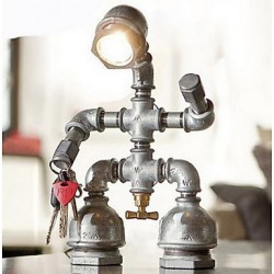 Vintage Industrial Retro Style Steel Pipe Desk Table Lamp Light Comes With LED Bulb Home Restaurant Cafe Decoration