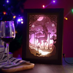 23*23*6CM Christmas Present Novel 3 D Sketch Paper Carving Lamp Creative Mural Frame Lamp Light Led