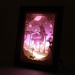 23*23*6CM Christmas Present Novel 3 D Sketch Paper Carving Lamp Creative Mural Frame Lamp Light Led