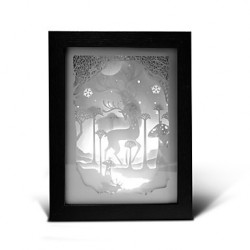 23*23*6CM Christmas Present Novel 3 D Sketch Paper Carving Lamp Creative Mural Frame Lamp Light Led