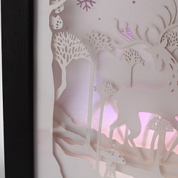 23*23*6CM Christmas Present Novel 3 D Sketch Paper Carving Lamp Creative Mural Frame Lamp Light Led