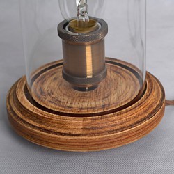 Modern Fashion Wood Table Lamp Glass Bell Jar Wooden Table Lamp Bedroom Bedside Style