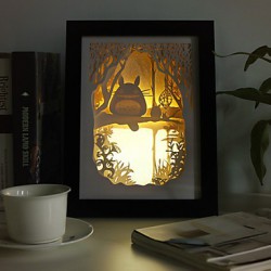 12W 23*23*6CM Christmas Present Novel 3 D Sketch Paper Carving Lamp Creative Mural Frame Lamp Light Led