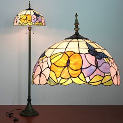 Flower Pattern Floor Lamp, 2 Light, Resin Glass Painting Process