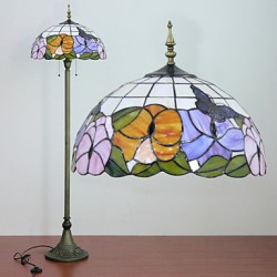 Flower Pattern Floor Lamp, 2 Light, Resin Glass Painting Process