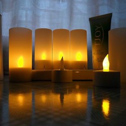 6 pc Warm Yellow LED Rechargeable Flameless Tea Light Candles