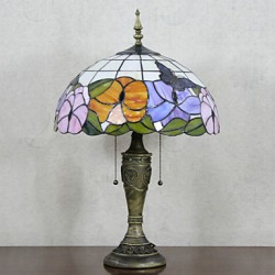 Butterflies Pattern Table Lamp, 2 Light, Resin Glass Painting