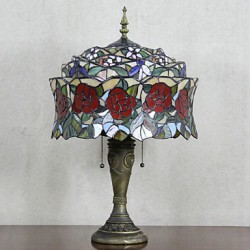 Mongolian Yurt Design Table Lamp, 2 Light, Resin Glass Painting