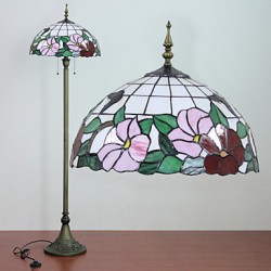 Floral Pattern Floor Lamp, 2 Light, Resin Glass Painting Process