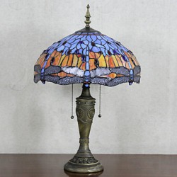 Butterflies Decoration Table Lamp, 2 Light, Resin Glass Painting