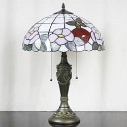 Floral Pattern Table Lamp, 2 Light, Resin Glass Painting