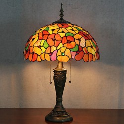 Table Lamp, 2 Light, Dainty Resin Glass Painting