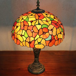 Table Lamp, 2 Light, Dainty Resin Glass Painting