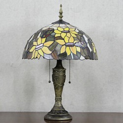 Floral Shade Table Lamp, 2 Light, Resin Glass Painting