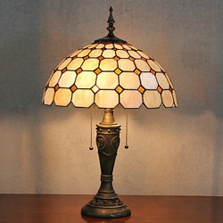Check Pattern Table Lamp, 2 Light, Resin Glass Painting