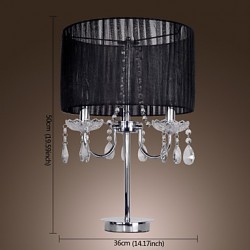 Comtemporary Crystal 3 - Light Table Light with Farbric Shade Candle Featured