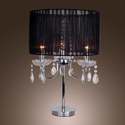 Comtemporary Crystal 3 - Light Table Light with Farbric Shade Candle Featured